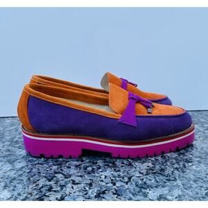 Girotti Italian Handcrafted Suede MultiColored Modern Moccasins Women’s Sz 41